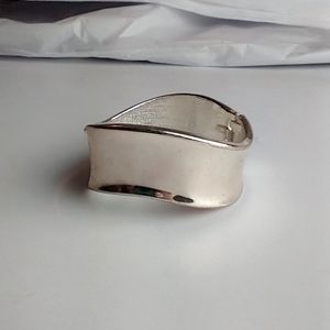 Silver bracelet cuff hinged bangle swirl modern silver cuff